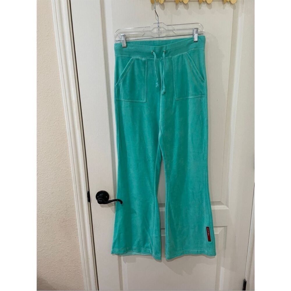 Prada Y2K Red Tag Velour Flare leg drawstring loungewear pants size large